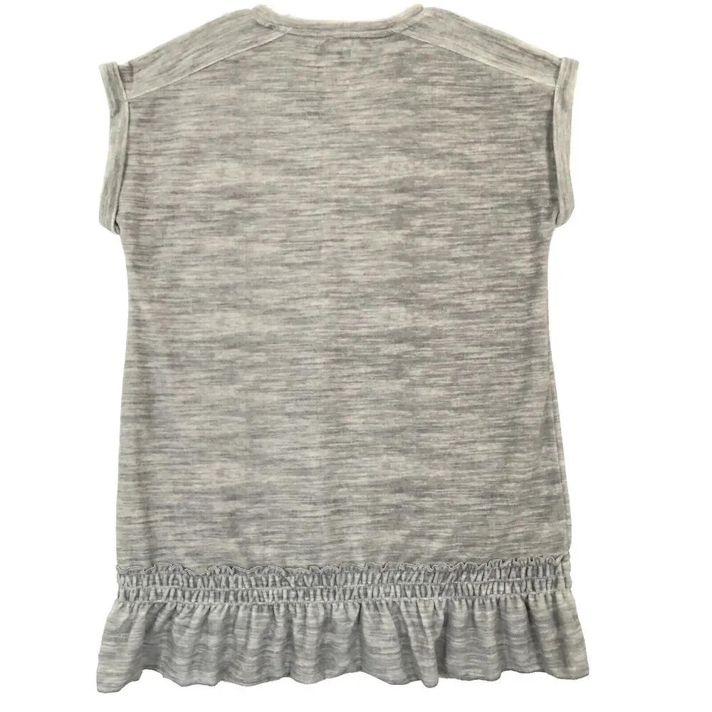 Muk Luks Pullover Nightgown Sleepshirt Marled Gray Size Large Ruffled Hem